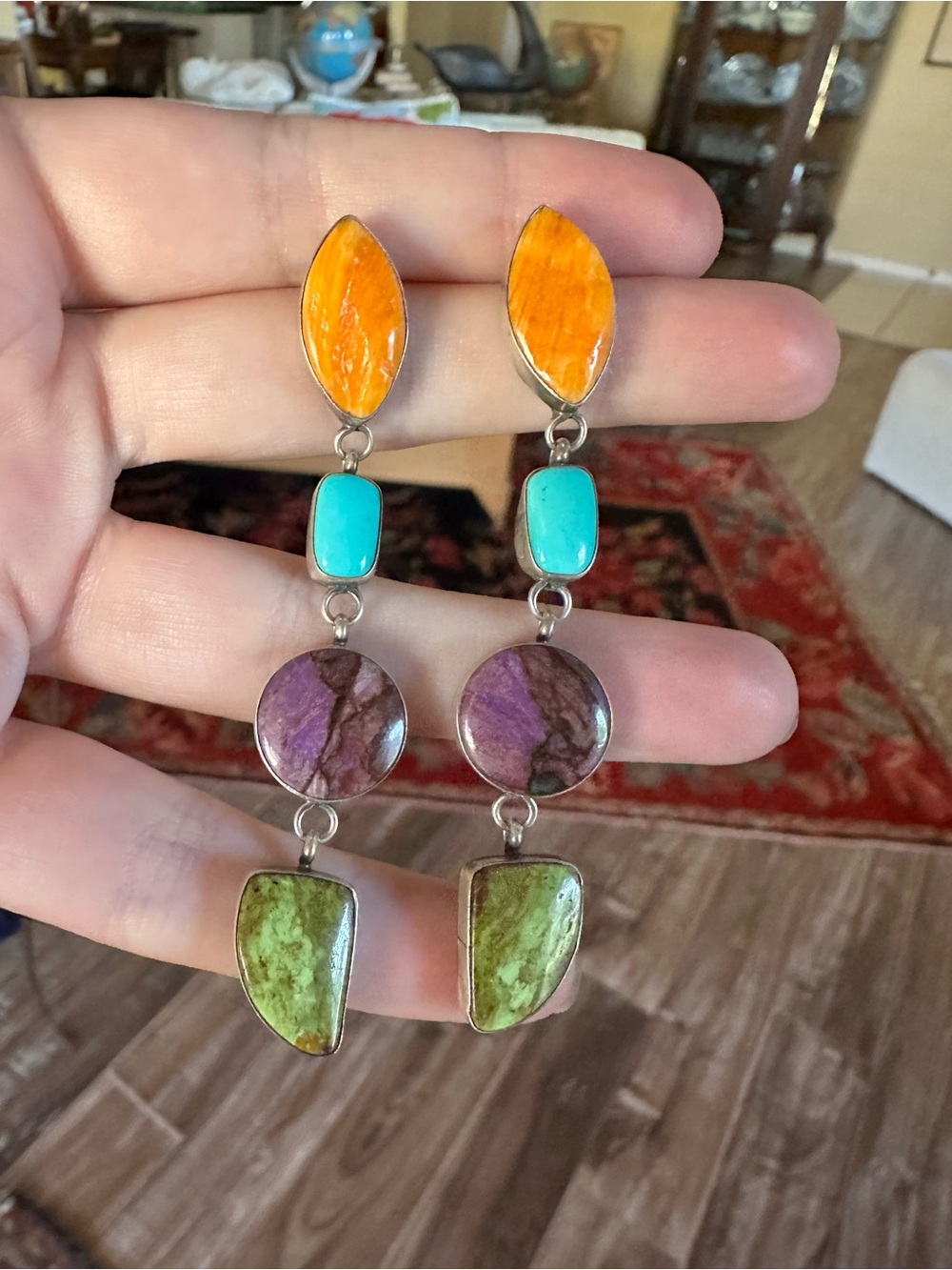 Native American Turquoise Multicolor Drop Earrings